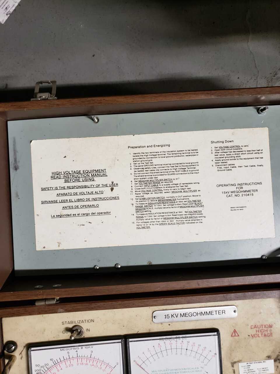 Biddle 15KV megohmmeter - ELECTRIC POWER TOOLS