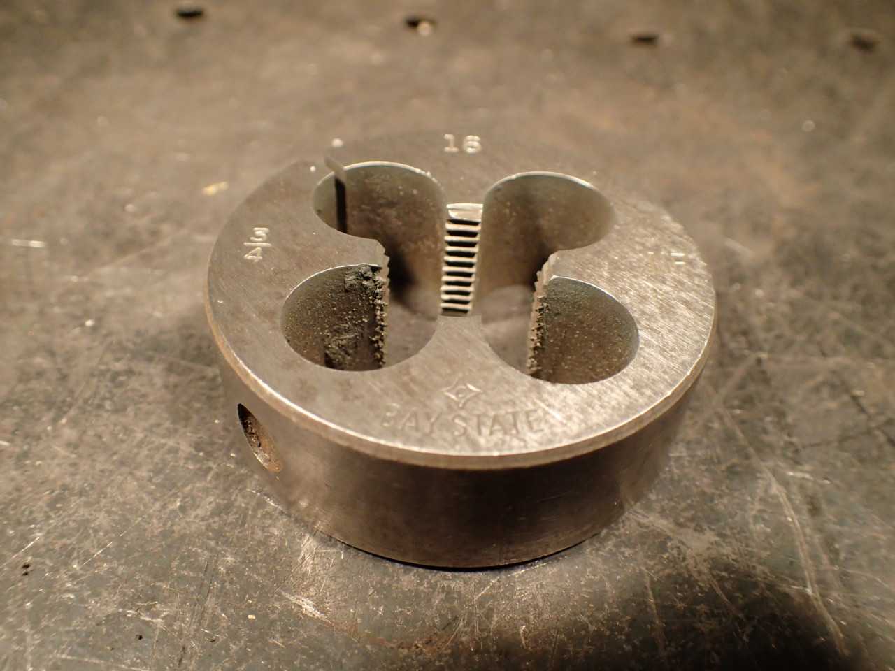 Cleveland 3/4" -16 NF Split Thread Threading Die: 2-3/16" Round Body, USA - HOLEMAKING TOOLS