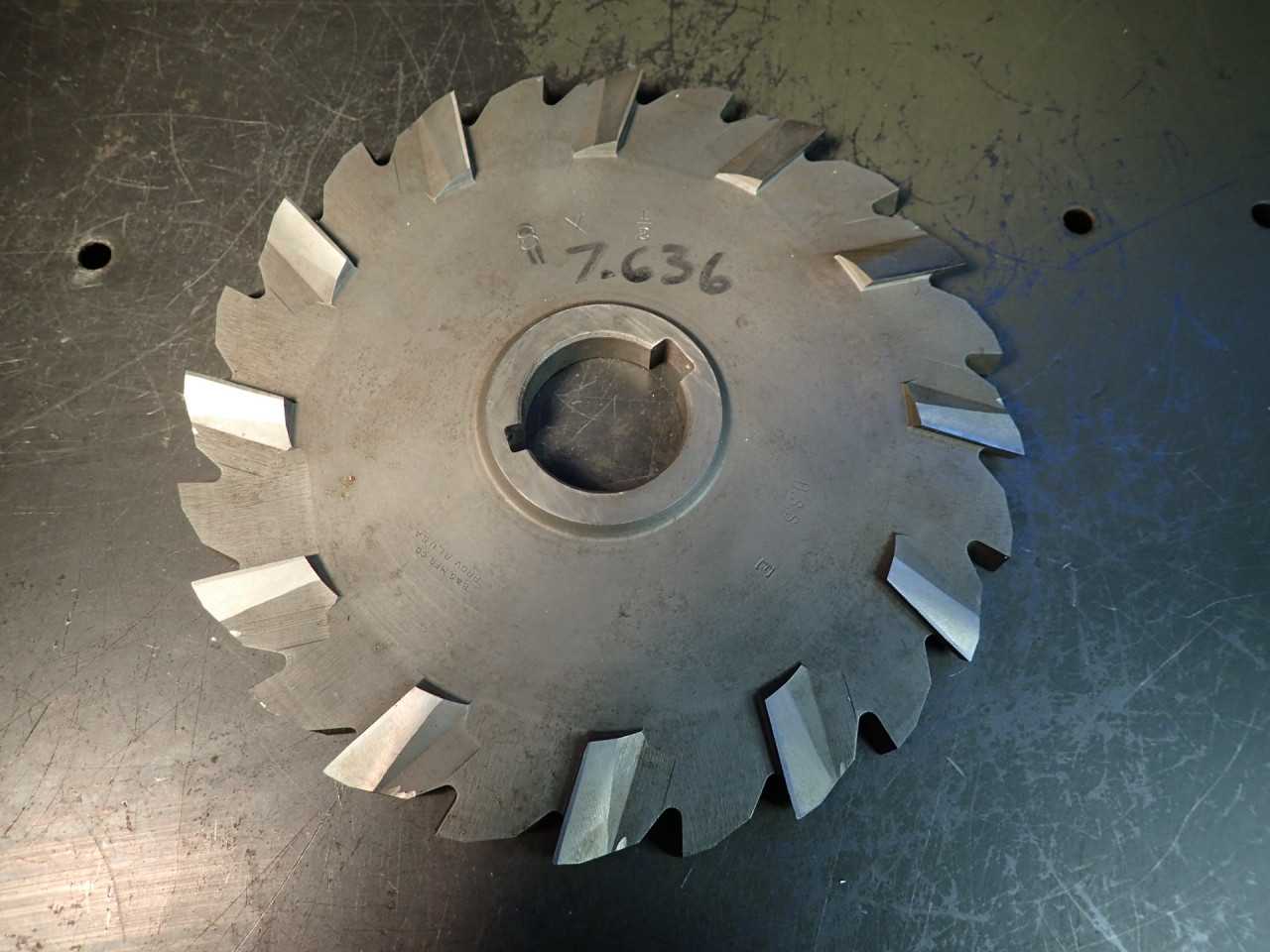 Resharpened 8" (now 7.636") x 1/2" x 1-1/2" Arbor Hole Staggered Tooth Side Mill - MILLING TOOLS