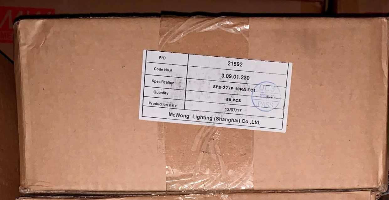 New - Lot of 60 - McWong Pacific Lighting SPD-277P-10KA-EC1 LED Lighting 10kV Surge Protector - LIGHTING