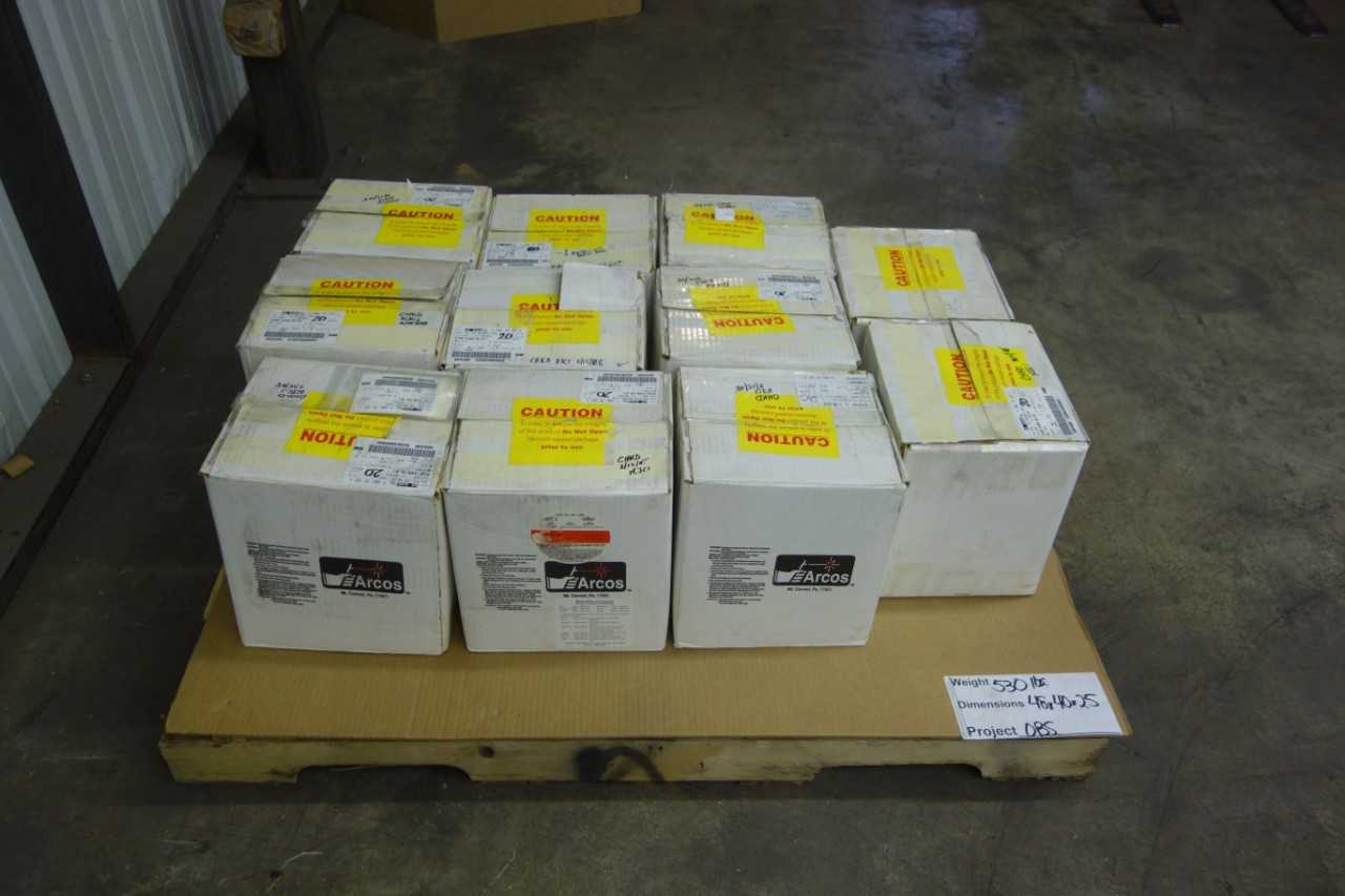 PALLET OF ARCOS ER70S-2 WELDING WIRE, BOXES OF 20, 0.035 IN, 2 LB - WELDING EQUIPMENT