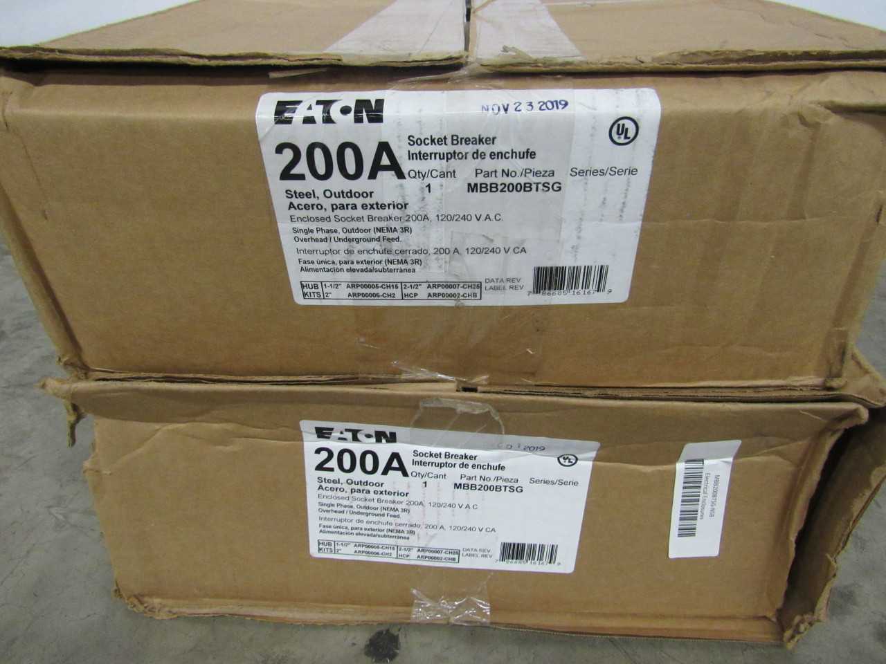 - Quantity of 2 - Eaton MBB200BTSG - Meter Sockets - AUTOMATION & CONTROLS