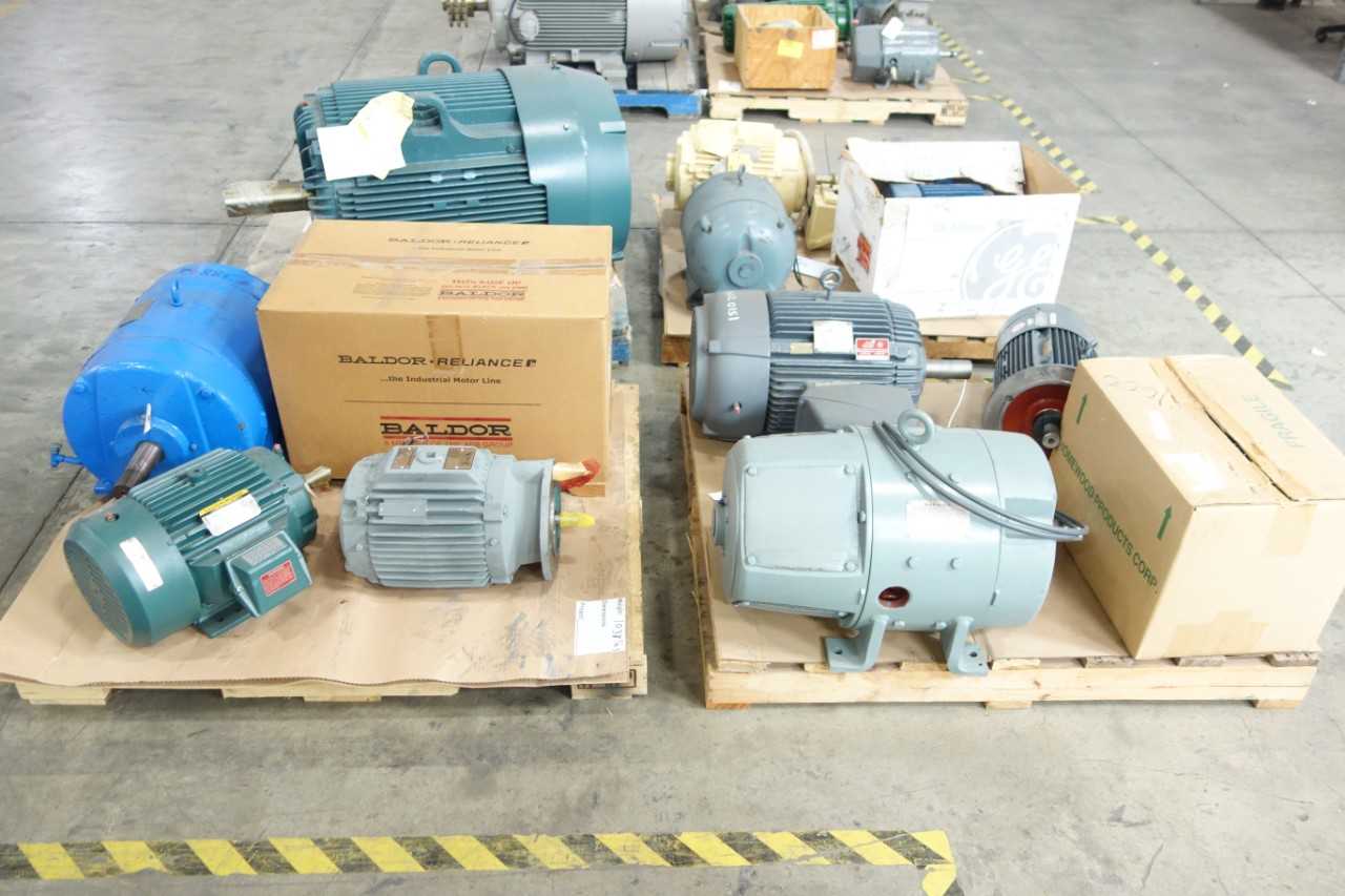 4 PALLETS OF ASSORTED AC/DC ELECTRIC MOTORS - ELECTRIC MOTORS