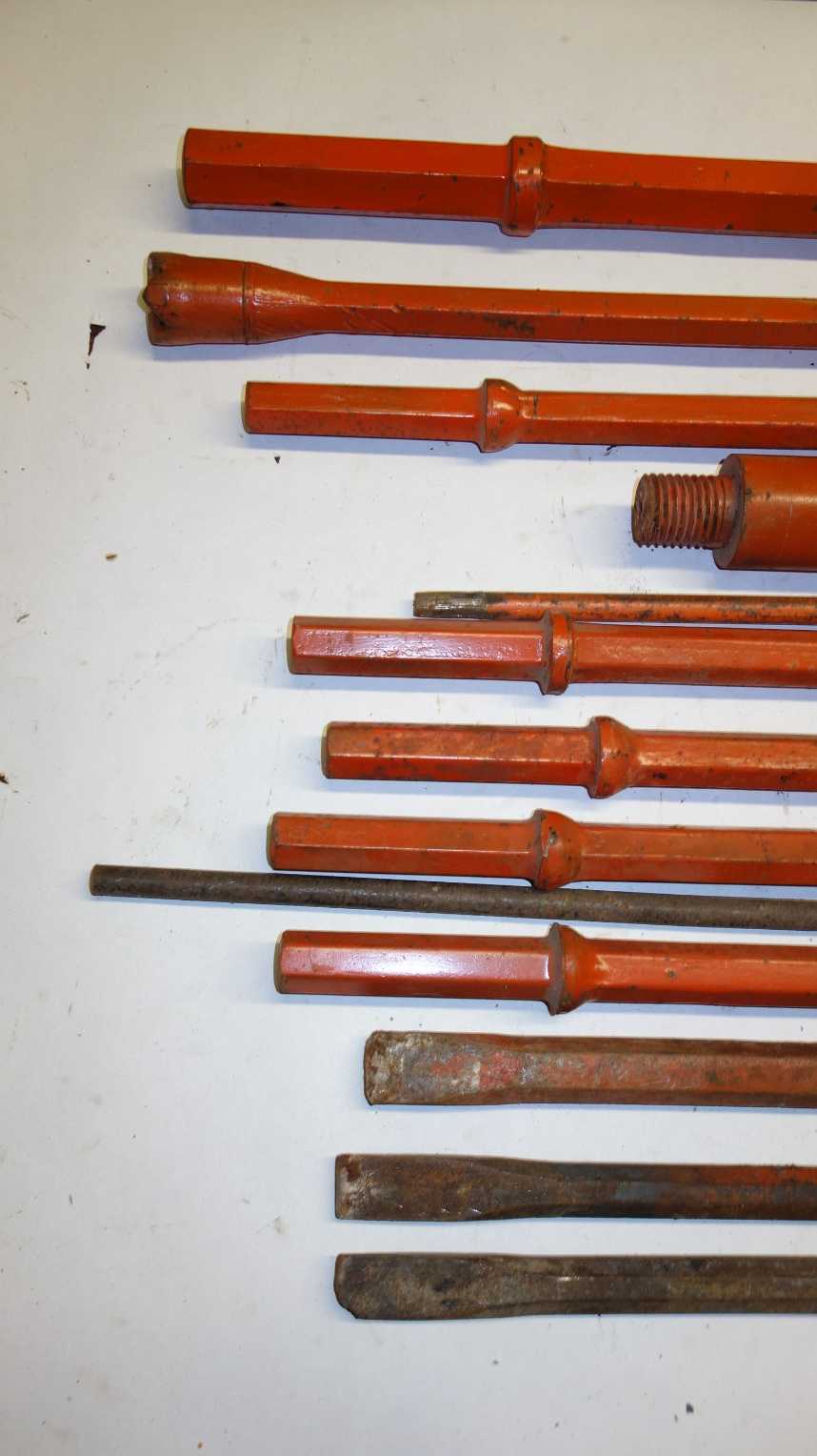 LOT OF 13 ASSORTED JACK HAMMER BITS - ELECTRIC POWER TOOLS