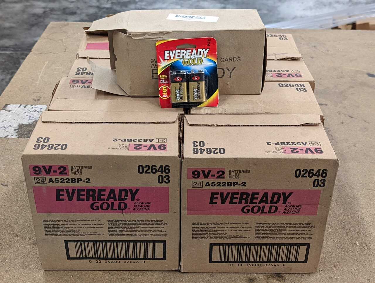 [Eveready - 8 Cases of 24 + Box of 12] "9V-2 "Batteries - ELECTRICAL COMPONENTS