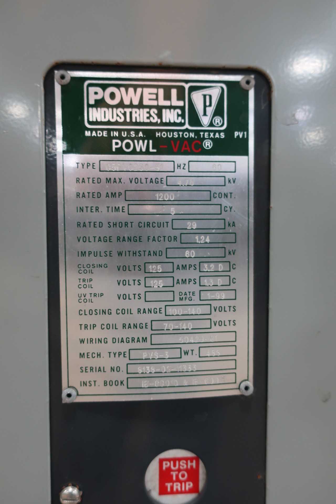 POWELL VACUUM CIRCUIT BREAKER - CIRCUIT BREAKERS