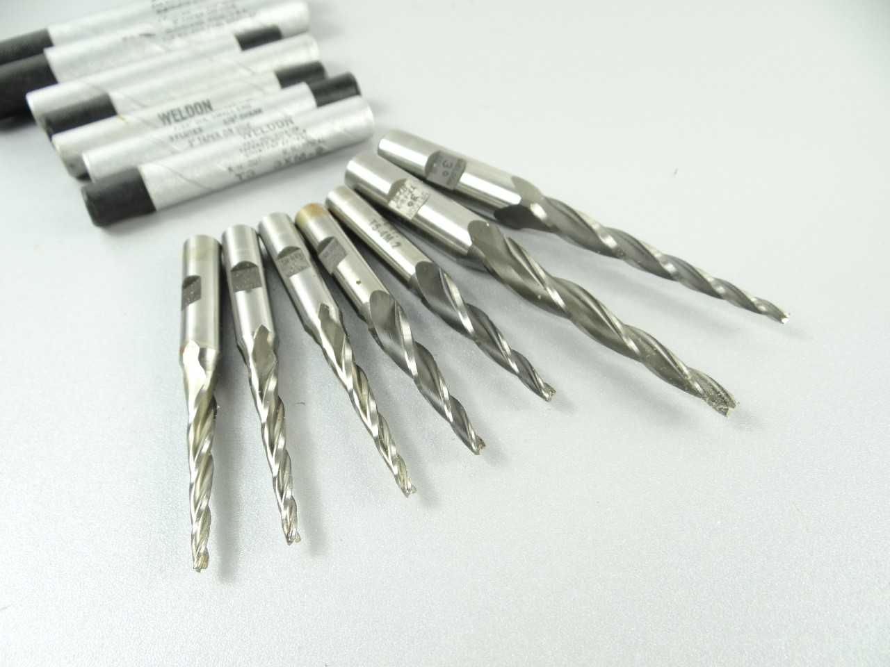 Lot of 7 NEW Weldon HSS Tapered End Mills - MACHINING TOOLING & PARTS