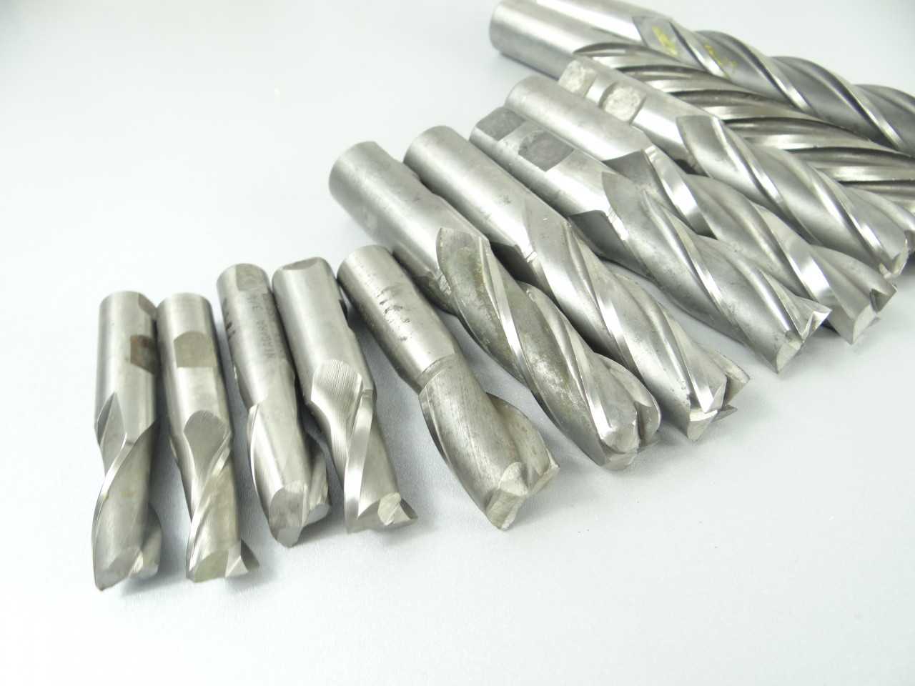 Lot of 12 Assorted HSS End Mills - MACHINING ACCESSORIES & TOOLING