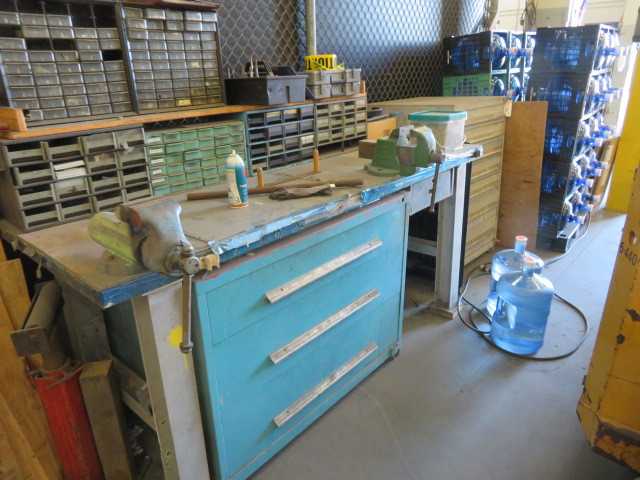 3 Drawer Tool Cabinet, Table with (2) Wilton Vices and Contents - MISCELLANEOUS