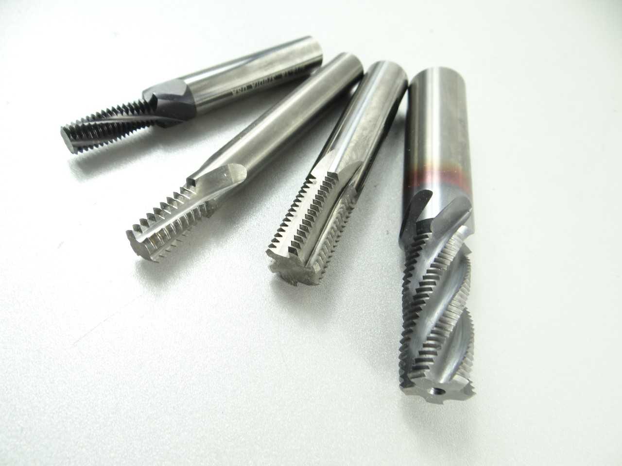 Lot of 4 NICE Assorted Solid Carbide Thread Mills - MACHINING ACCESSORIES & TOOLING