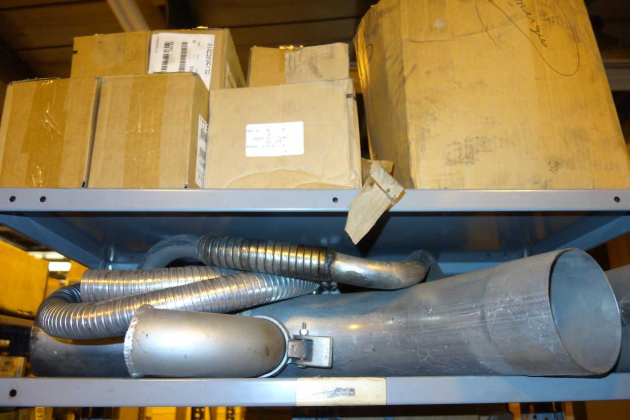 CONTENTS OF SHELVING, ASSORTED CLAMPS & ELBOWS - SHELVING