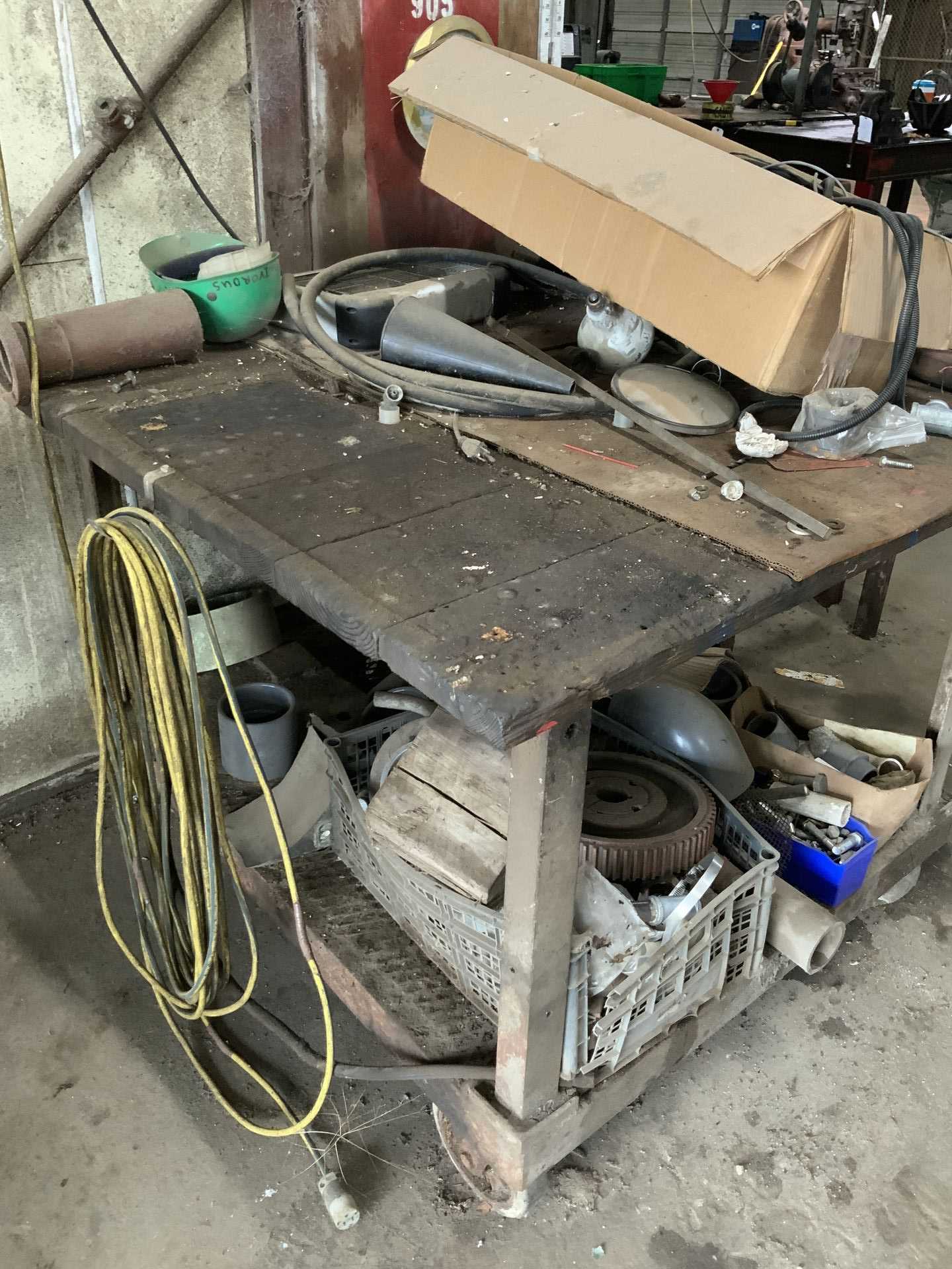 STEEL TABLE WITH CONTENTS - MATERIAL HANDLING