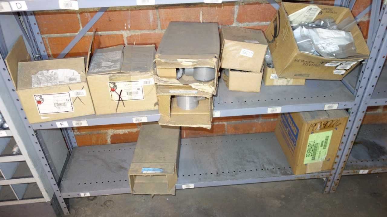 CONTENTS OF SHELF COLUMN, ASSORTED CONDUIT FITTINGS - PROCESS EQUIPMENT