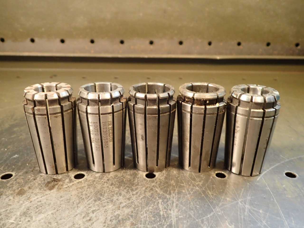 5 Piece Lot of Erickson TG-100 Collets: 11/16", 23/32", 7/8", 29/32" 1" USA - MACHINING ACCESSORIES & TOOLING