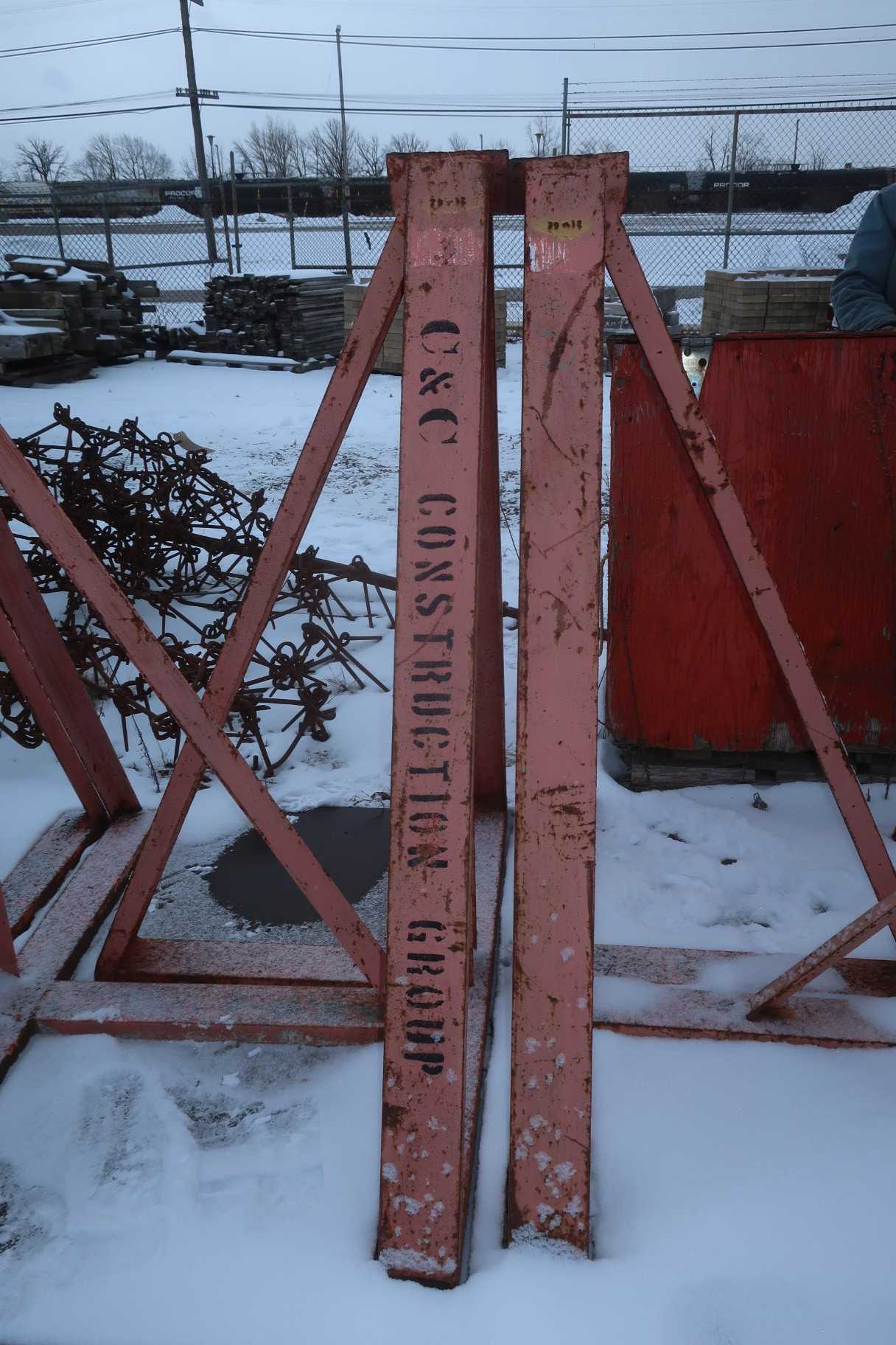 LOT OF 2 STEEL SPOOL STANDS - MATERIAL HANDLING