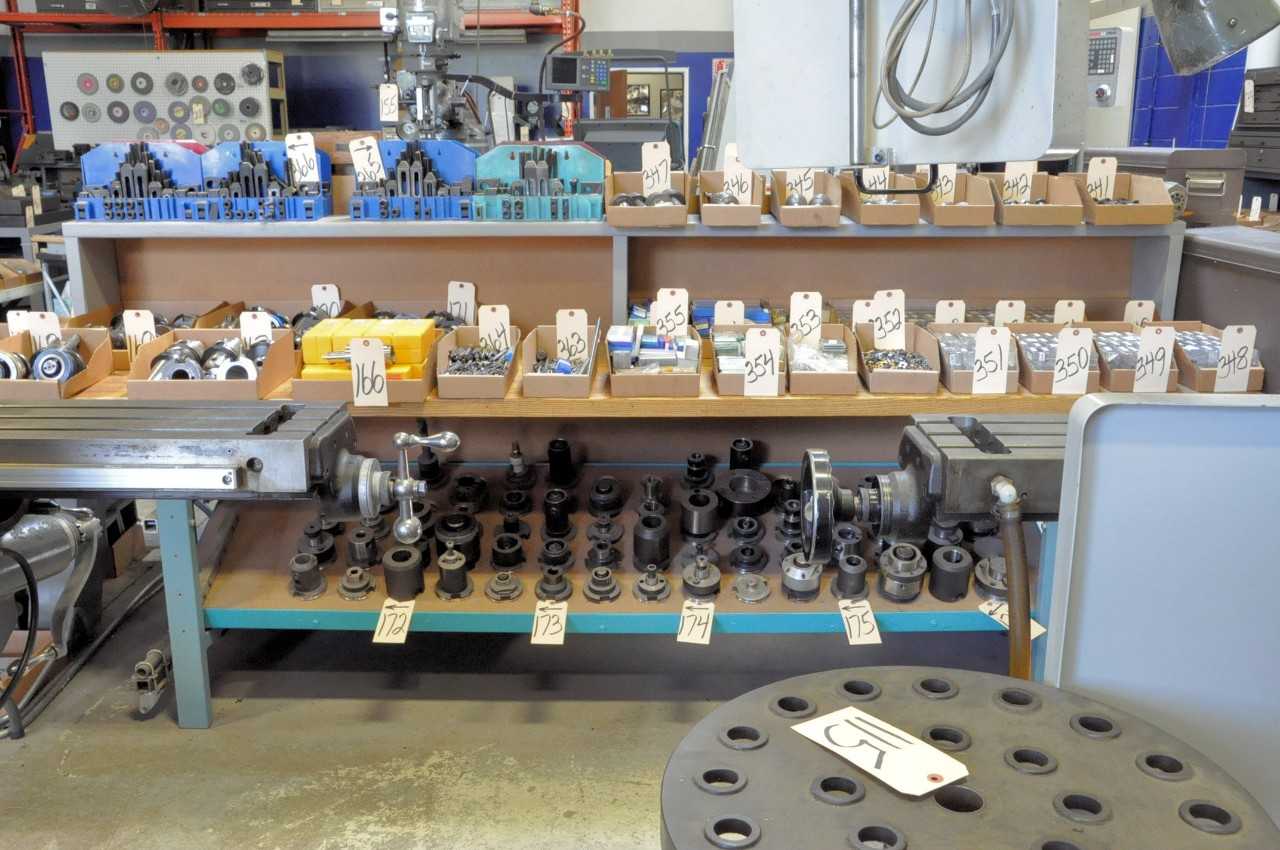 120" Wood Bench Top, (Contents and Tooling Cabinets Not Included), (Not to Be Removed Until Empty) - TOOL STORAGE