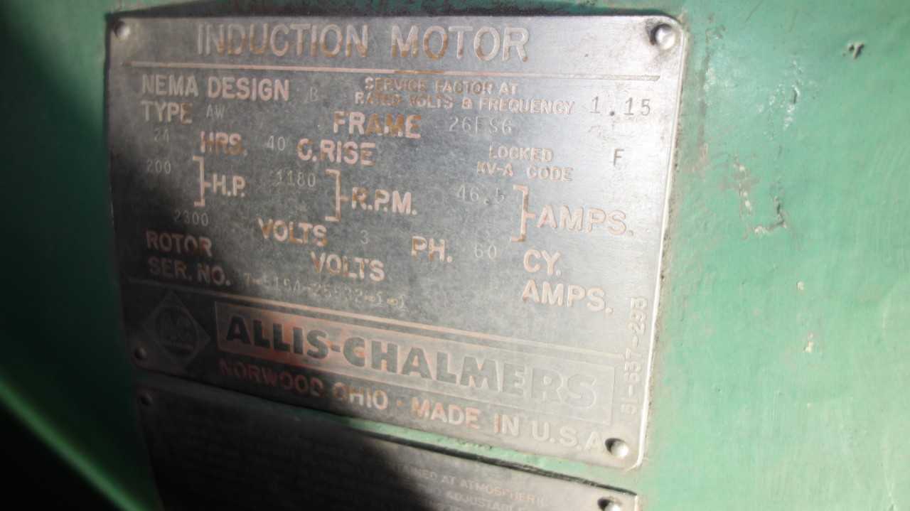 ALLIS CHALMERS 26FS6 AW 200HP 2300-VAC INDUCTION MOTOR - ELECTRIC MOTORS
