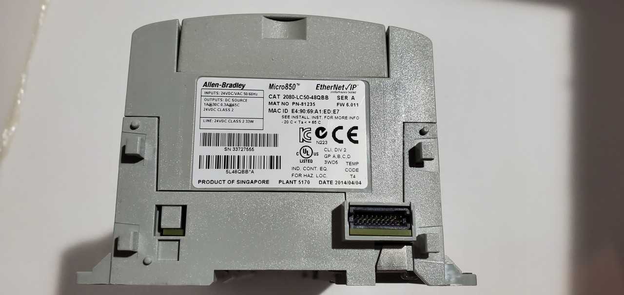 Allen Bradley Micro 850  2080-LC50-48QBB PLC - AUTOMATION & CONTROLS