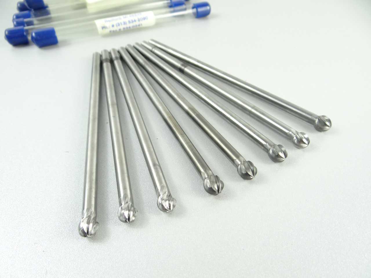 Lot of 8 Solid Carbide Backdraft Ball Nose End Mills - MACHINING ACCESSORIES & TOOLING