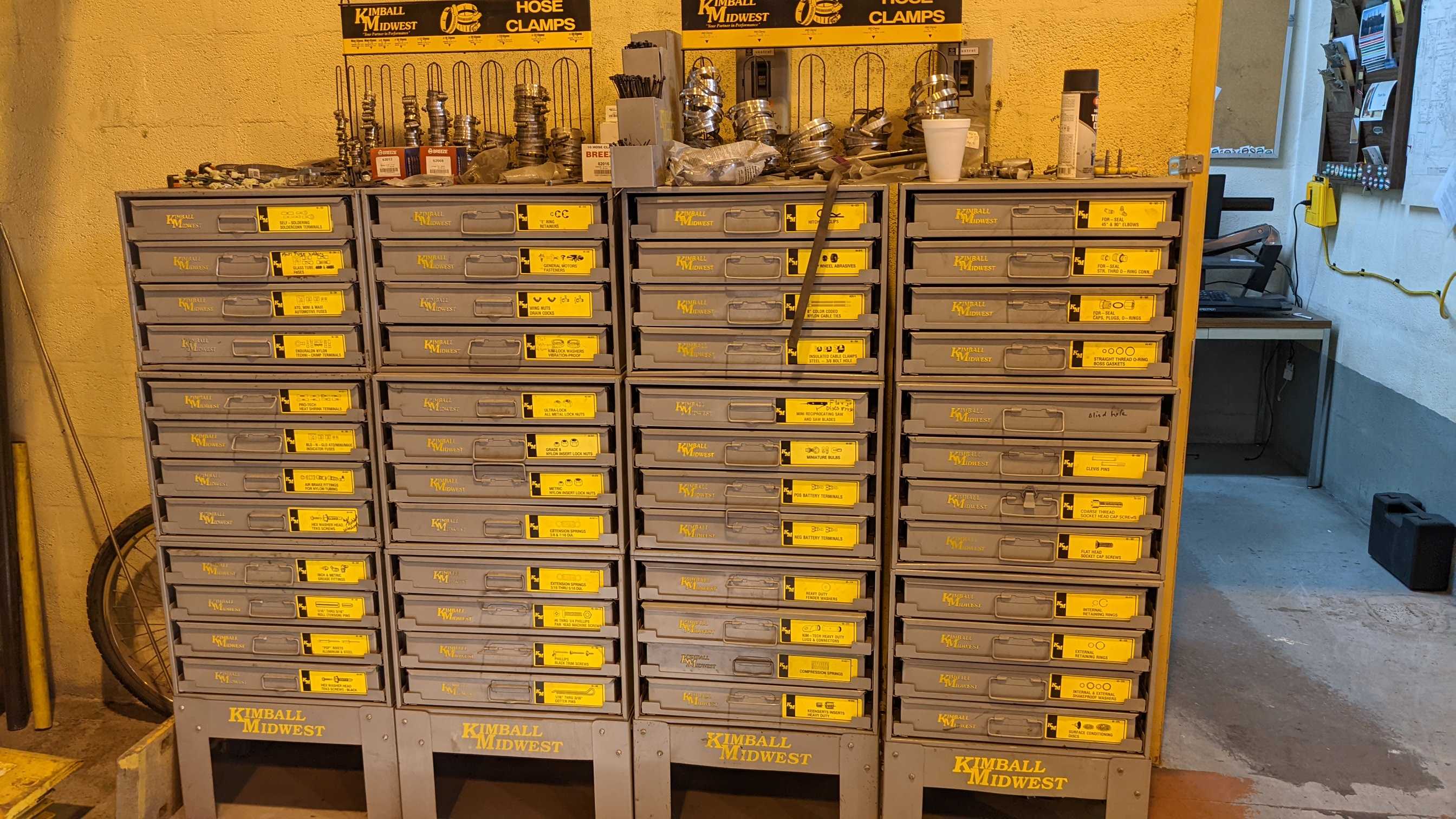 LOT OF DRAWER CHESTS AND BINS - INDUSTRIAL PARTS