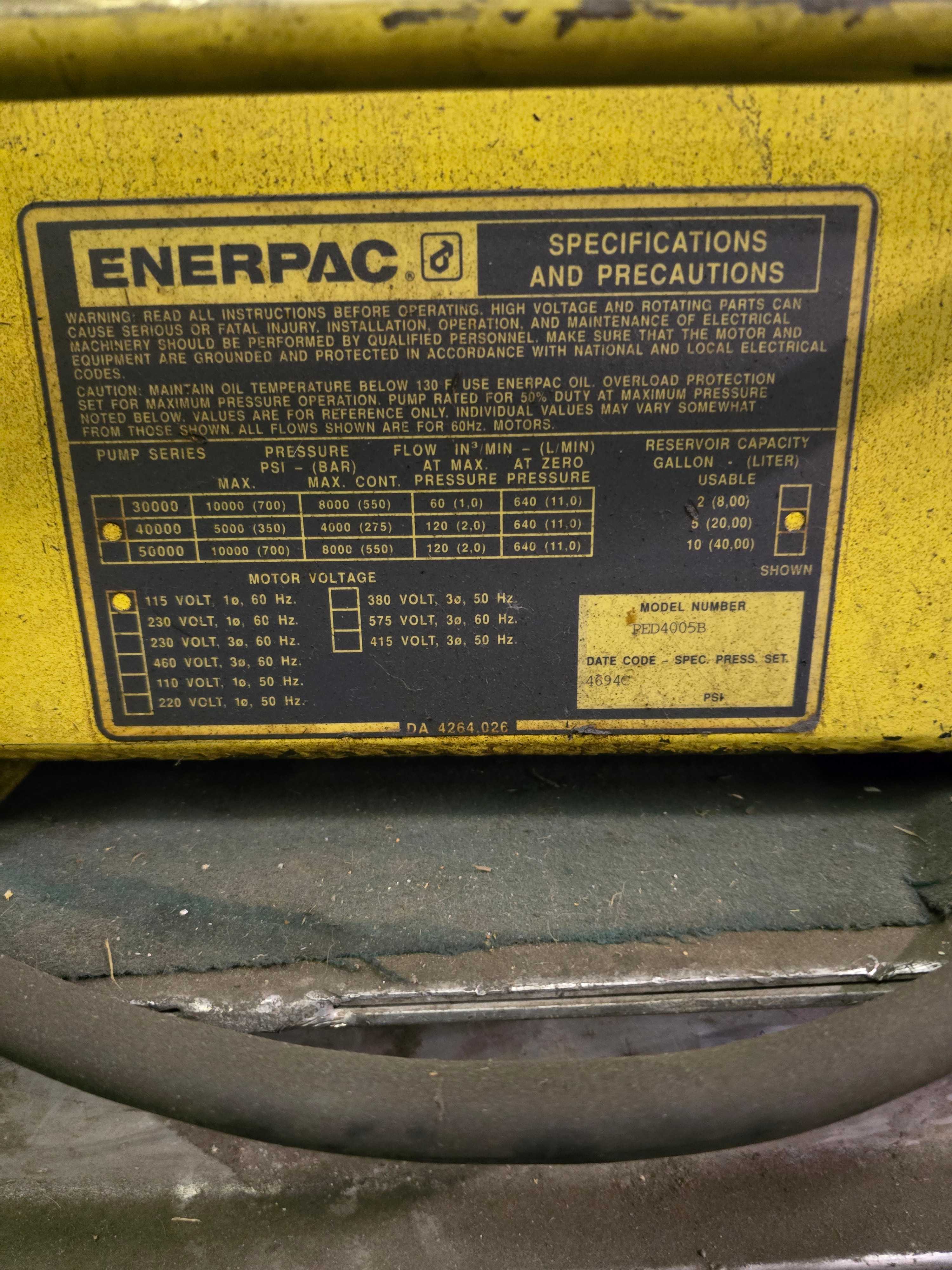 ENERPAC PED4005B HYDRAULIC POWER PUMP - HYDRAULIC PUMP