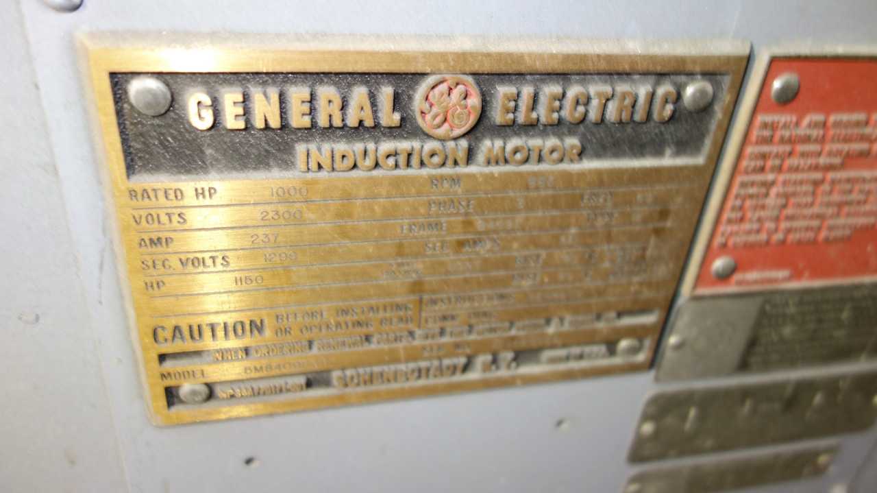 GE 1000HP 2300V 8409Z 885RPM AC MOTOR - ELECTRIC MOTORS