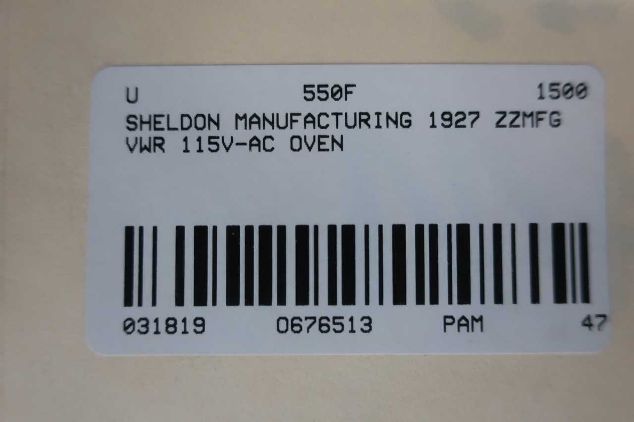 SHELDON 1927 ZZMFG VWR SHEL LAB 115V AC OVEN - LAB & SCIENTIFIC