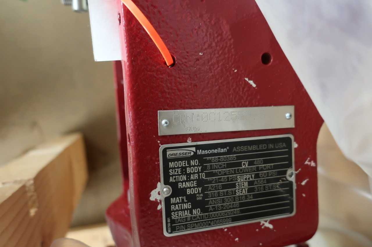 MASONEILAN DRESSER 88-80385 PNEUMATIC STEEL FLANGED CONTROL VALVE 8IN - CONTROL VALVE