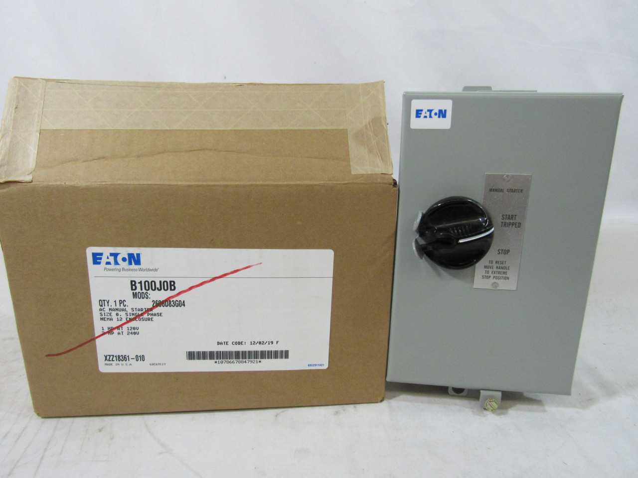 (11) Eaton B100J0B Manual Starter AC 120/240VAC 1 Ph 2 HP - MOTOR STARTERS