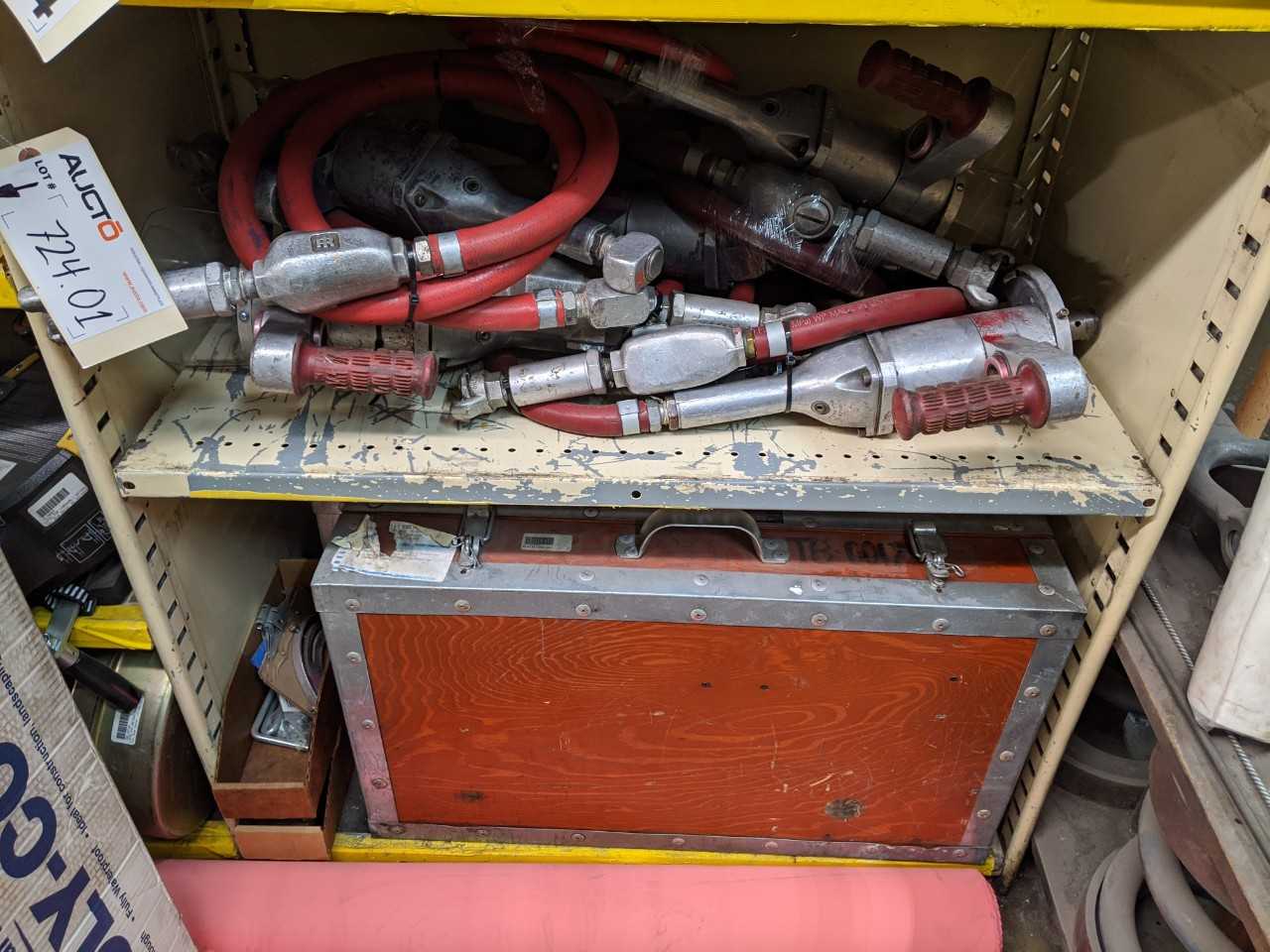 Contents of Shelving - Assorted Esco Tool and H&S Tool Pnematic Pipe Beveling Tools - MACHINING ACCESSORIES & TOOLING Contents of Shelving - Assorted Esco Tool and H&S Tool Pnematic Pipe Beveling Tools - MACHINING ACCESSORIES & TOOLING