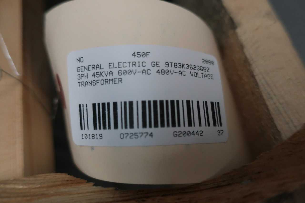 GE 9T83K3623G62 TRANSFORMER 3PH 45KVA 600V-AC 480V-AC - CONTROL TRANSFORMERS