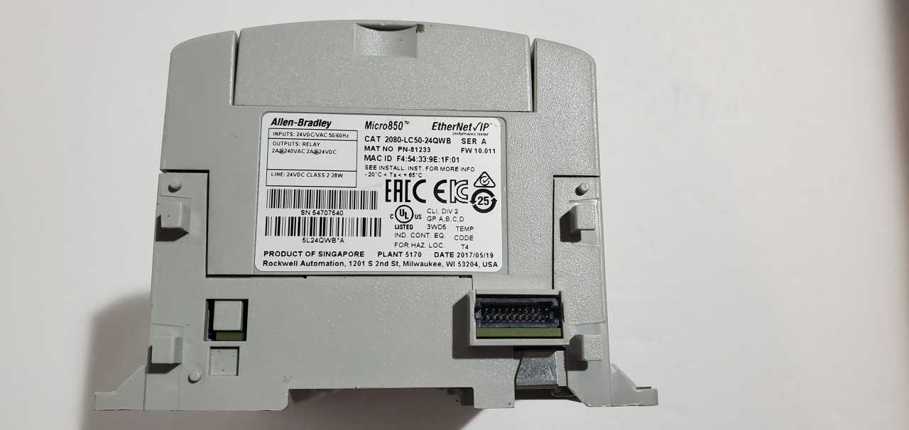 Allen Bradley Micro 850  2080-LC50-24QWB PLC - AUTOMATION & CONTROLS
