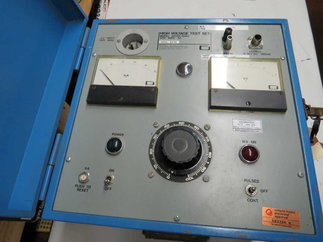 HIGH POT TESTER & BURN DOWN UNIT DV50P-OHPC 120V, 60 HZ, 5 A, 150KV - ELECTRICAL COMPONENTS