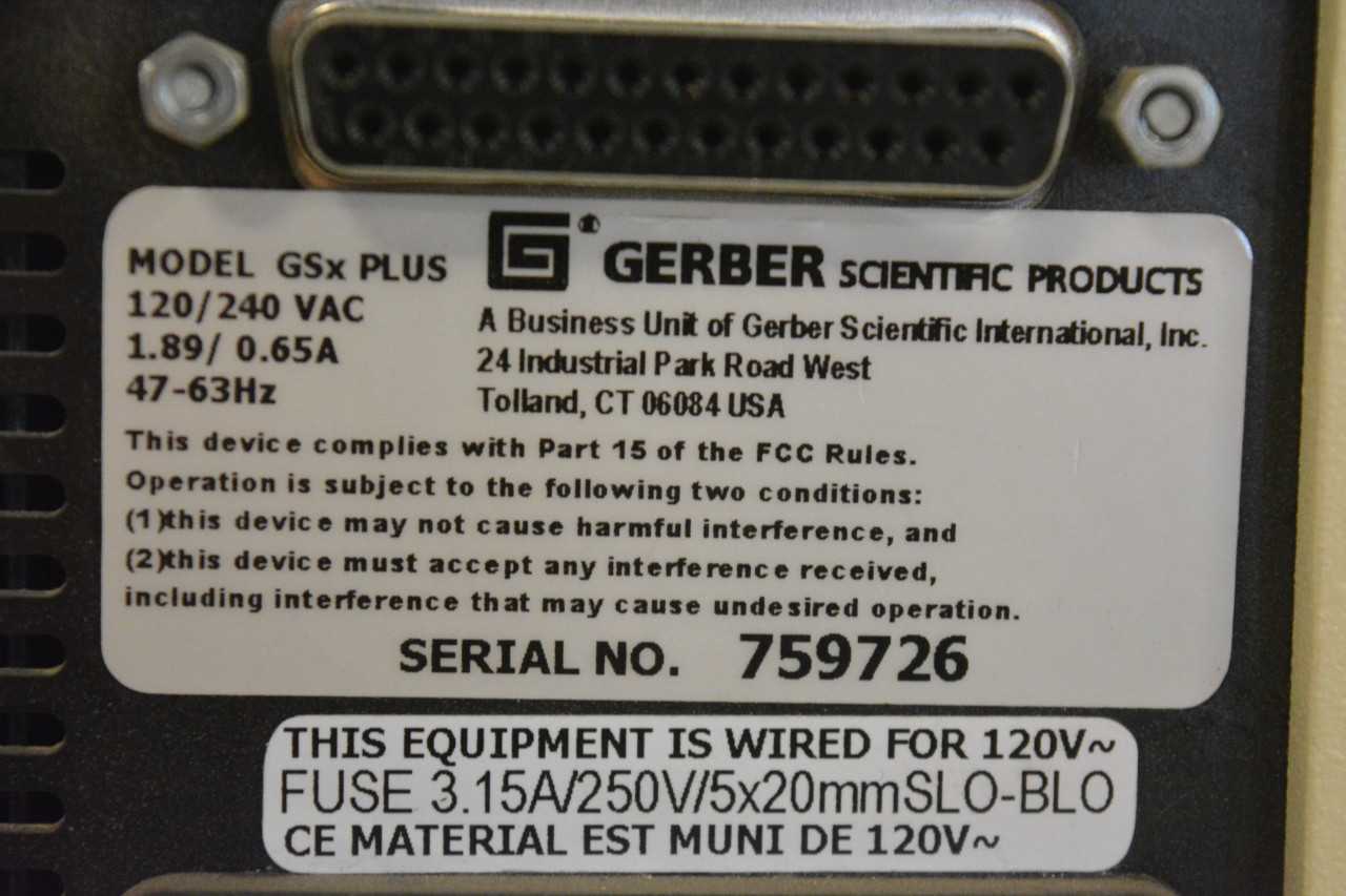 Gerber GSx Plus Plotter - AUTOMATION & CONTROLS