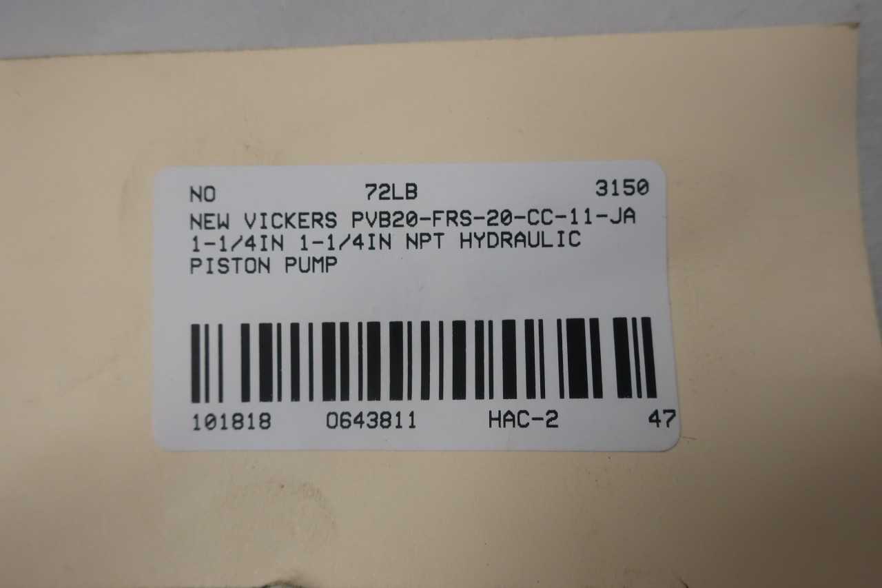 VICKERS PVB20-FRS-20-CC-11-JA 1-1/4IN 1-1/4IN NPT HYDRAULIC PISTON PUMP - PUMPS