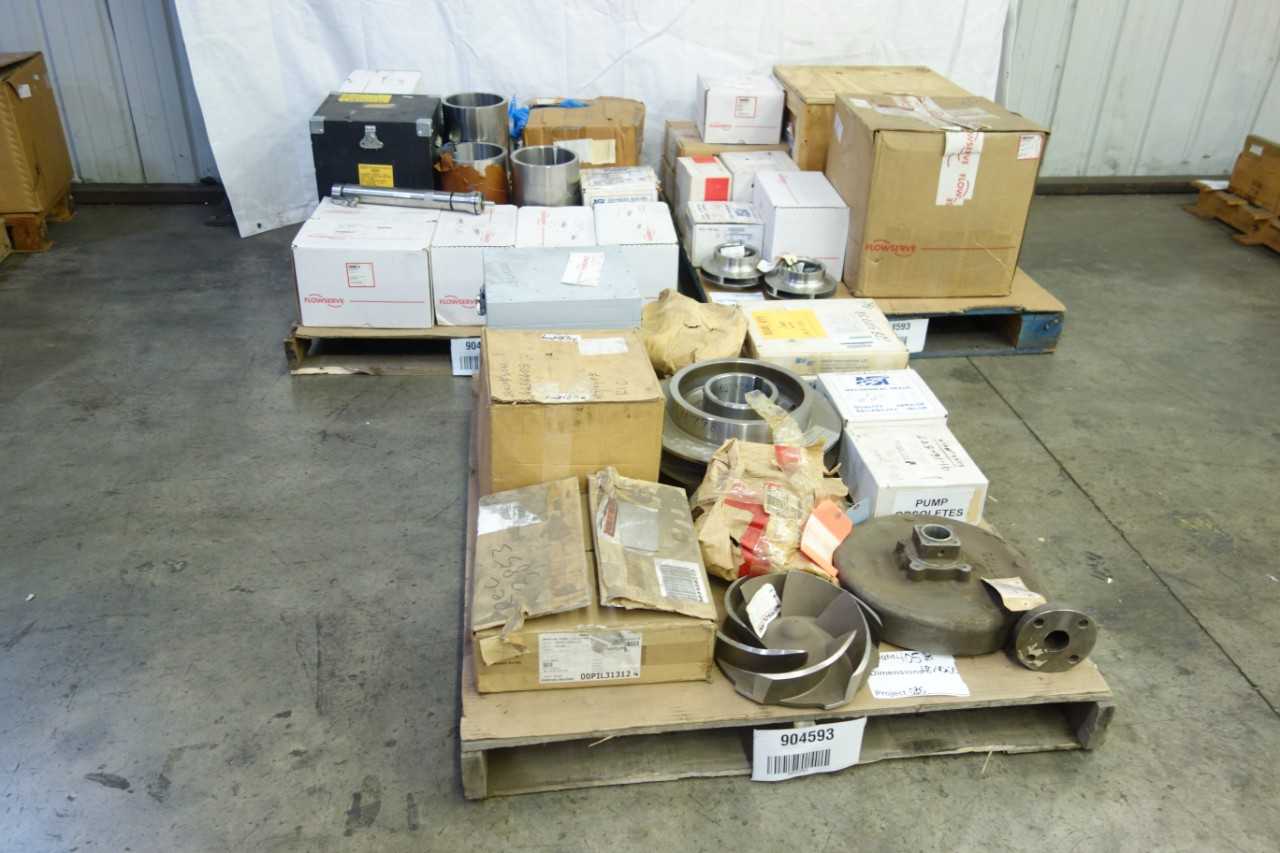 3 PALLETS OF ASSORTED STAINLESS STEEL PUMP PARTS - PUMPS