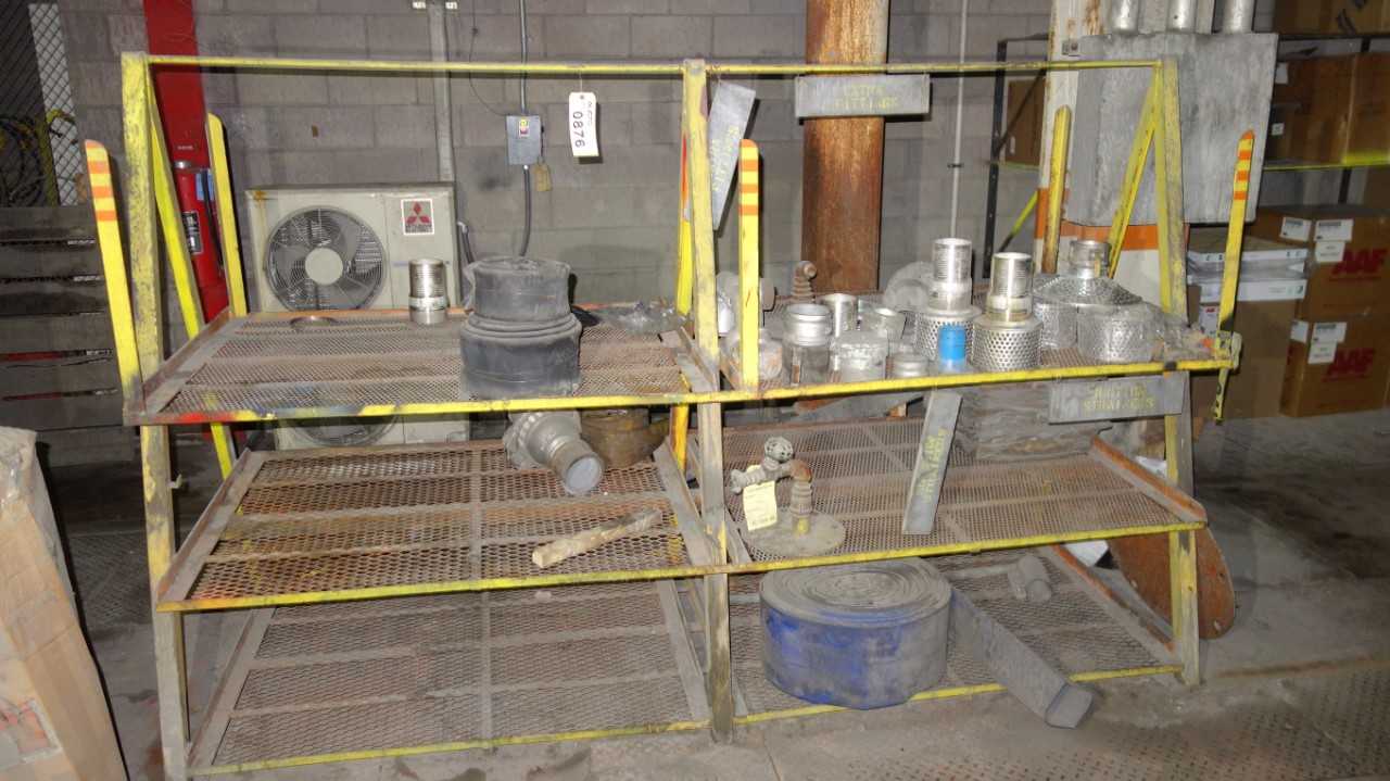 ASSORTED FITTINGS AND HOSE WITH STEEL SHELVING - MISCELLANEOUS