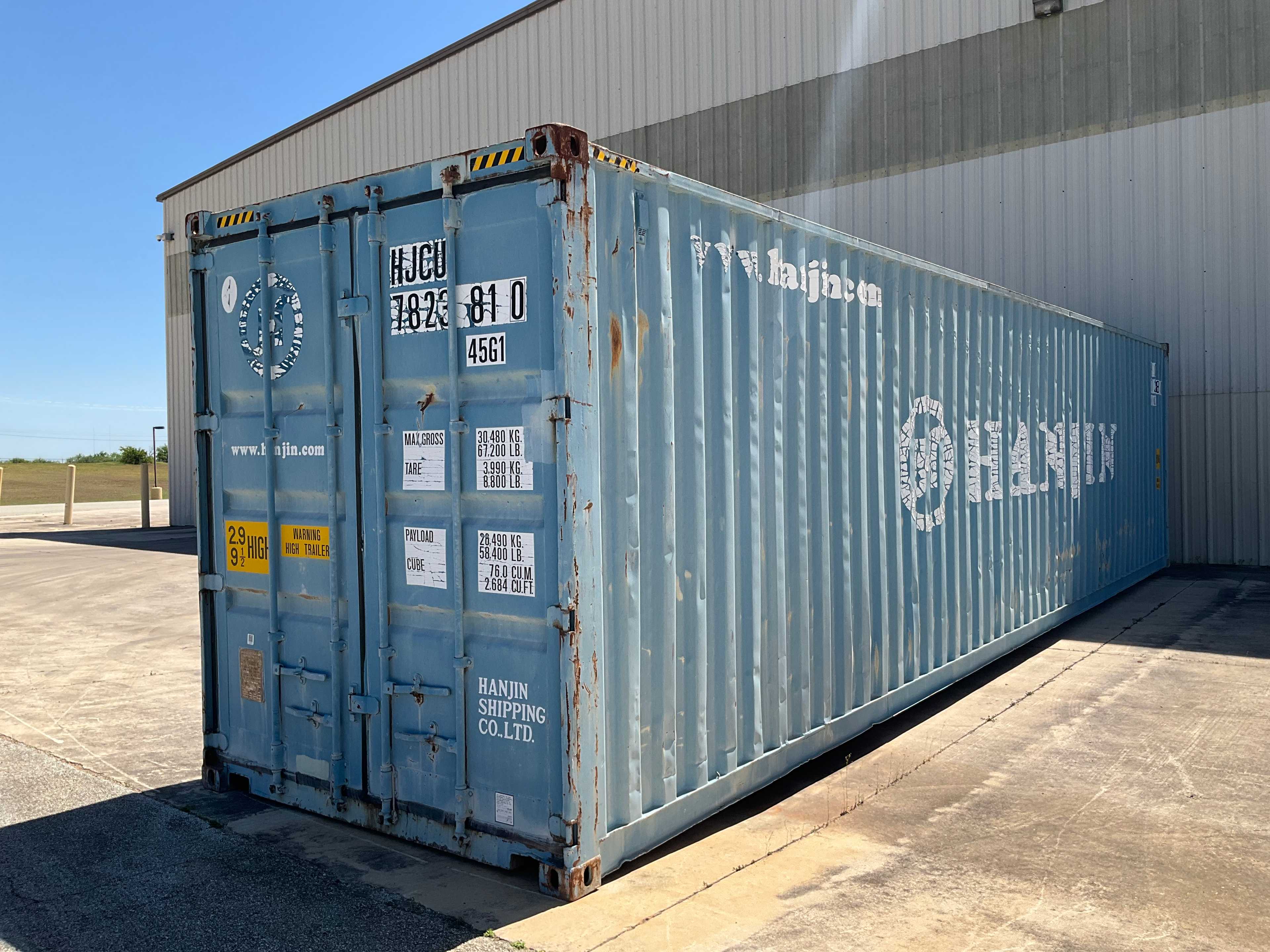 HANJIN HJCU-7823810 HIGH CUBE SHIPPING CONTAINER - CONSTRUCTION