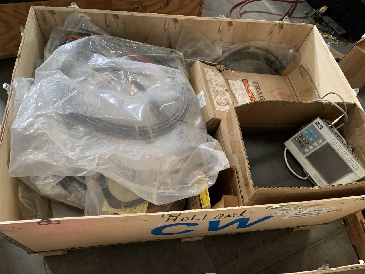 CRATE OF ELECTRICAL AUTOMATION EQUIPMENT PARTS - ELECTRICAL COMPONENTS