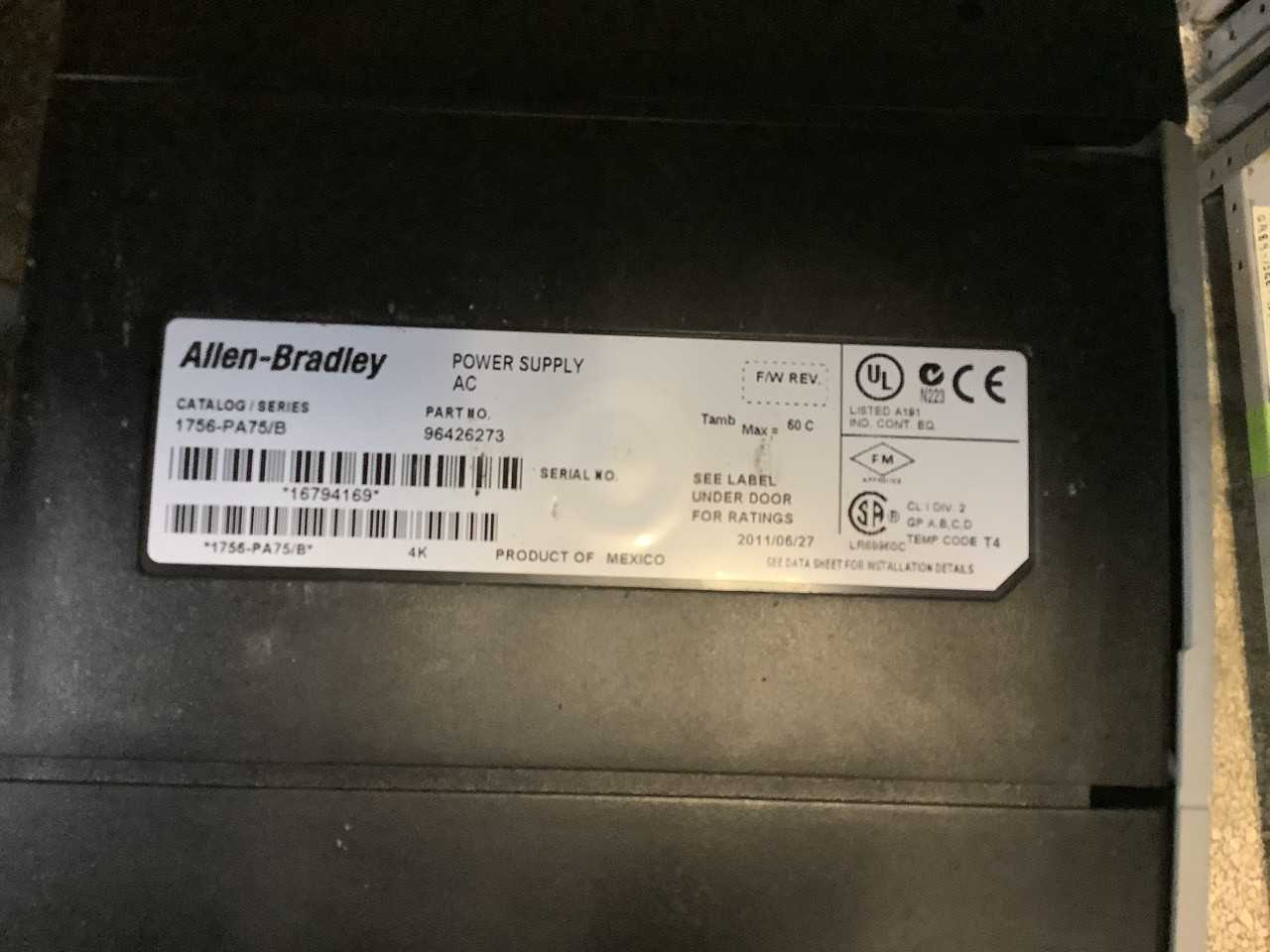 Allen Bradley 1756-A17 17-Slot ControlLogix Chassis with 1756-PA75/B power supply - AUTOMATION & CONTROLS