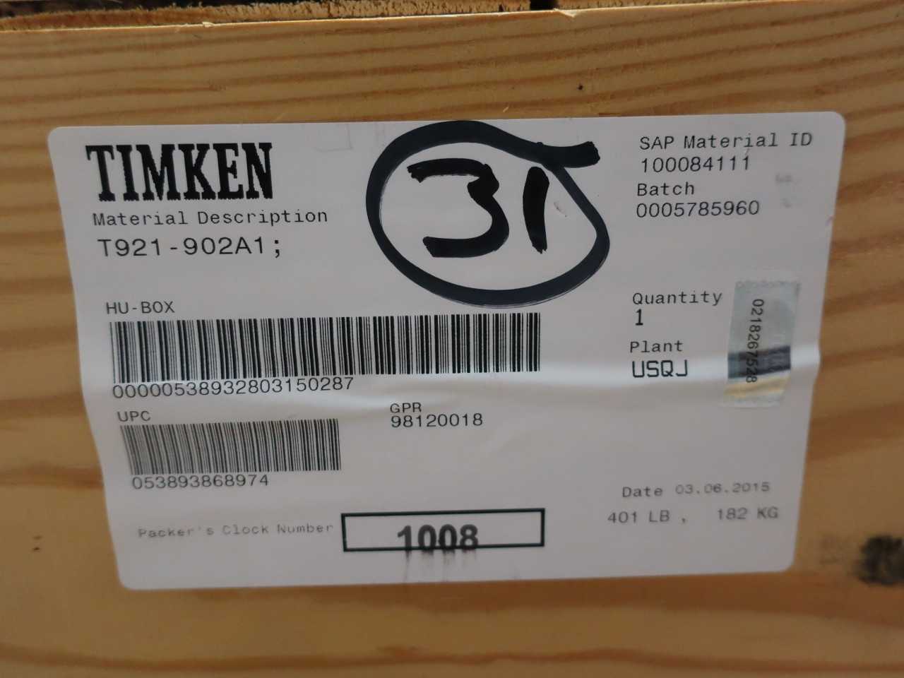 TIMKEN T921-902A1 ROLLER THRUST BEARING - BEARINGS