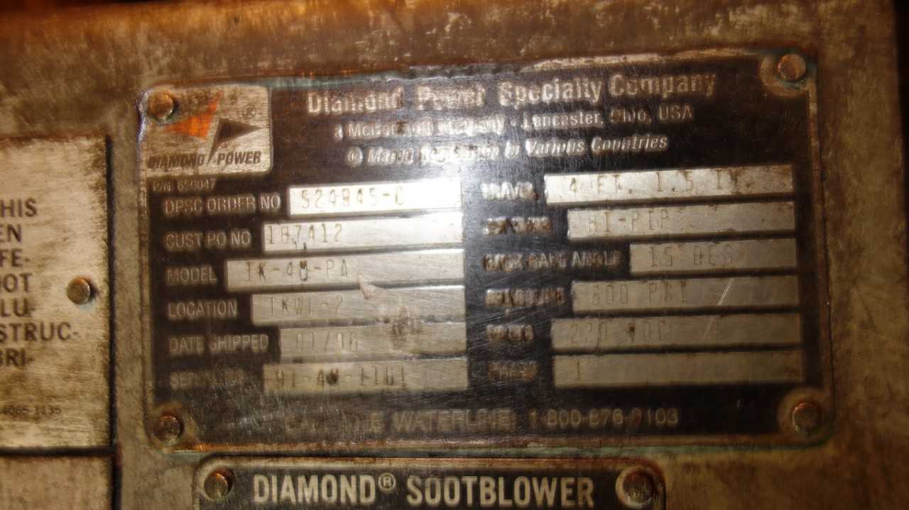 LOT OF 2 DIAMOND POWER IK-4M-PA 300PSI 220V-DC SOOTBLOWER - PROCESS EQUIPMENT
