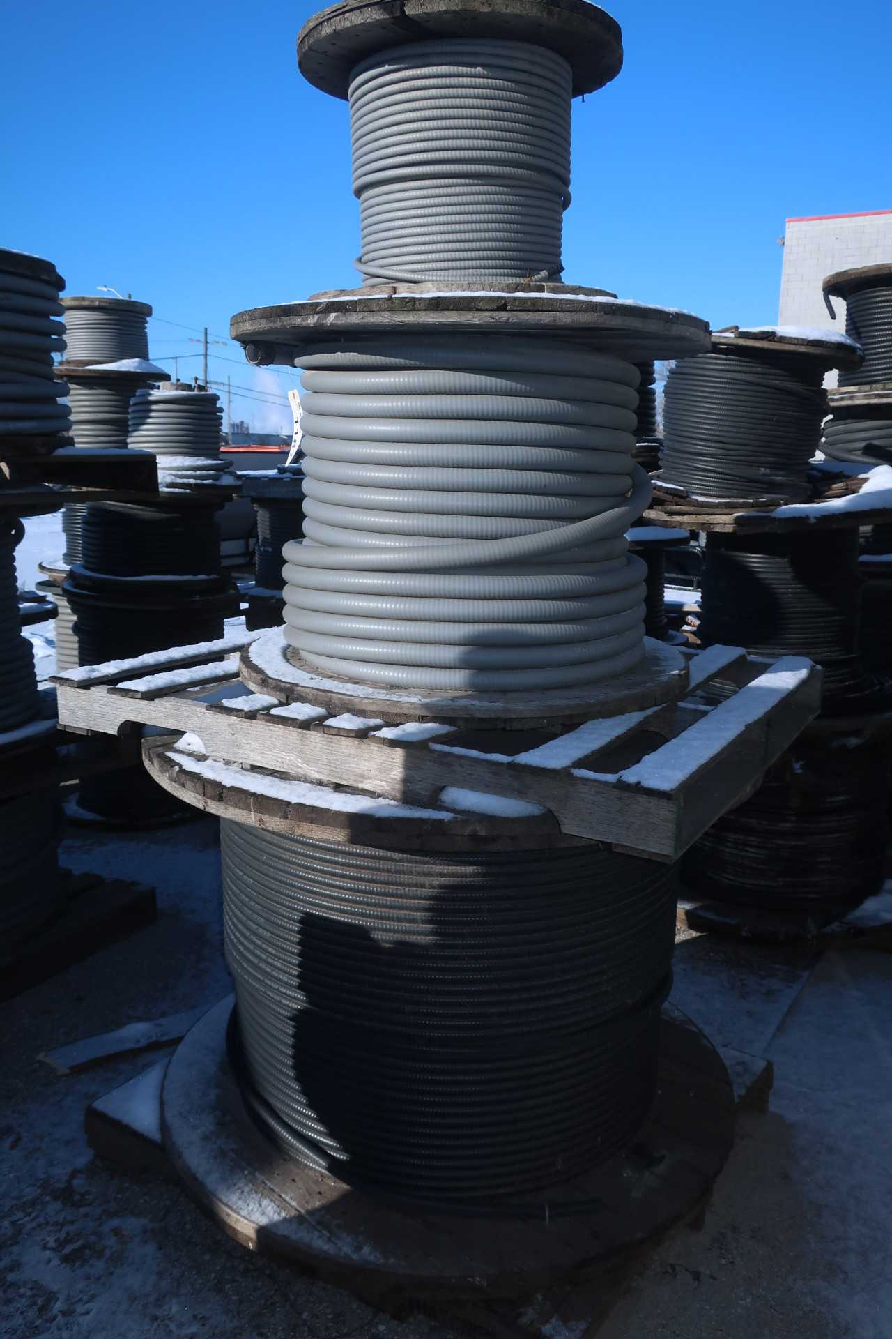 3 SPOOLS OF ASSORTED INSULATED CABLE-WIRE - ELECTRICAL COMPONENTS