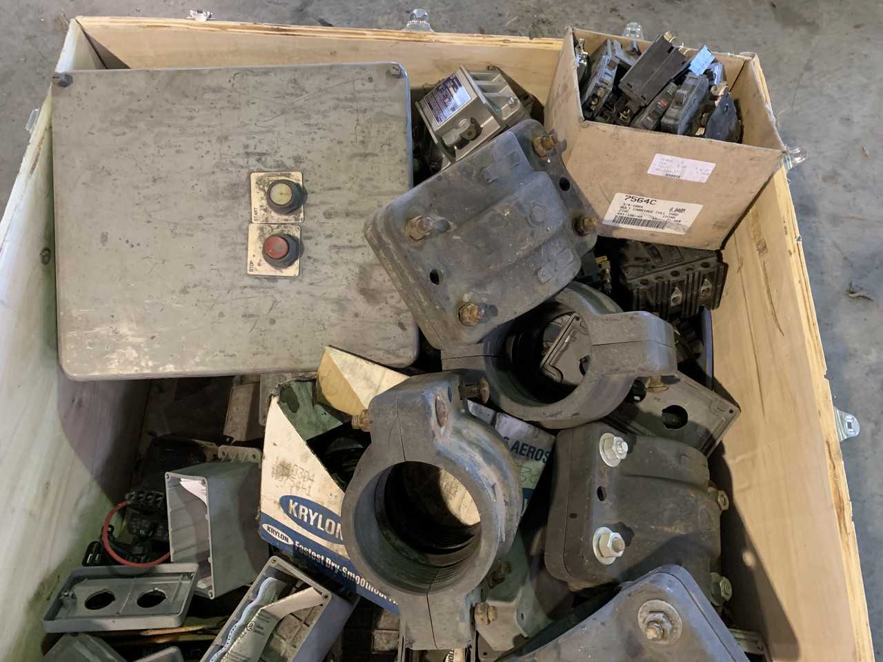 CRATE OF MISC. ELECTRICAL AND MRO EQUIPMENT PARTS - ELECTRICAL COMPONENTS