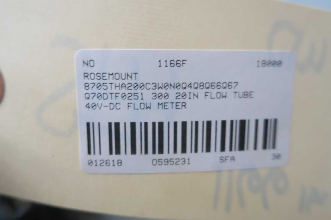 ROSEMOUNT 8705THA200C3W0N0Q4Q8Q66Q67Q70DTF0251 20IN 300 FLOW TUBE - FLOW METER