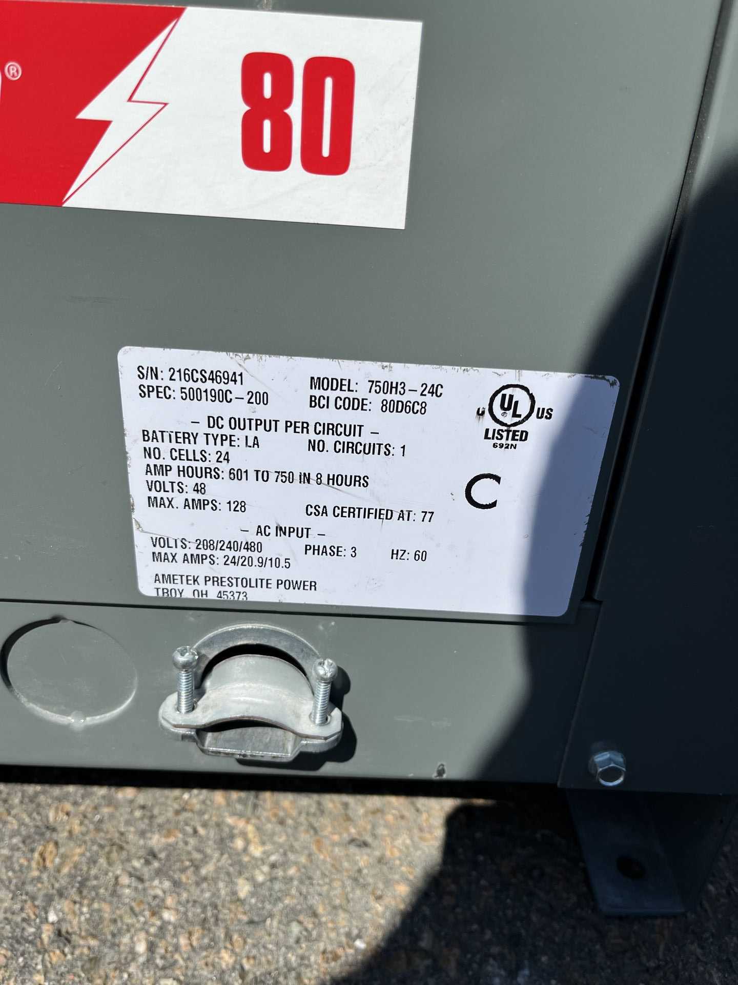 Ametek Prestolite Power - BATTERY MATE 80 (Lot 2600328) Charleston - AUTOMATION & CONTROLS