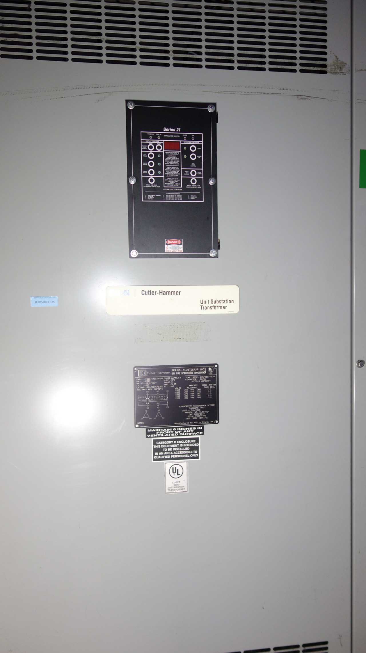 CUTLER HAMMER AA/AA/FA 2300KVA 2400V-AC TRANSFORMER - CONTROL TRANSFORMERS