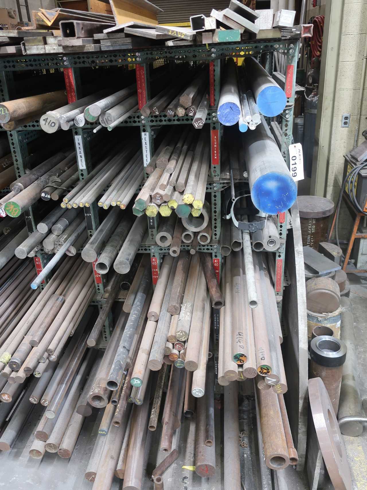 Stainless, aluminum, steel and brass round/flat/L stock with pigeon-hole racking
