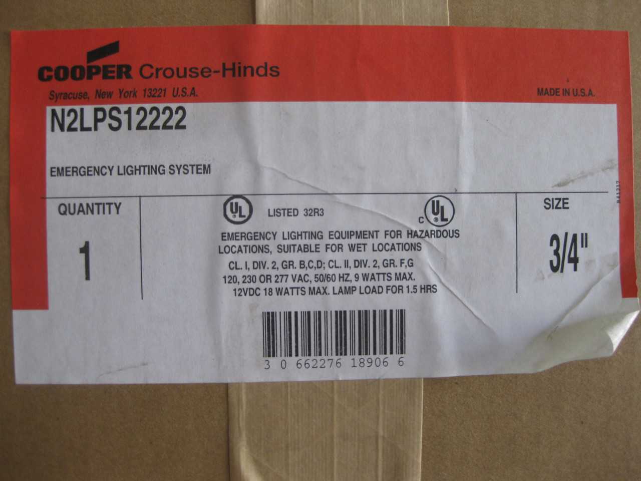 COOPER LIGHTING N2LPS12222 ( QTY. 4) EMERGENCY LIGHT - LIGHTING