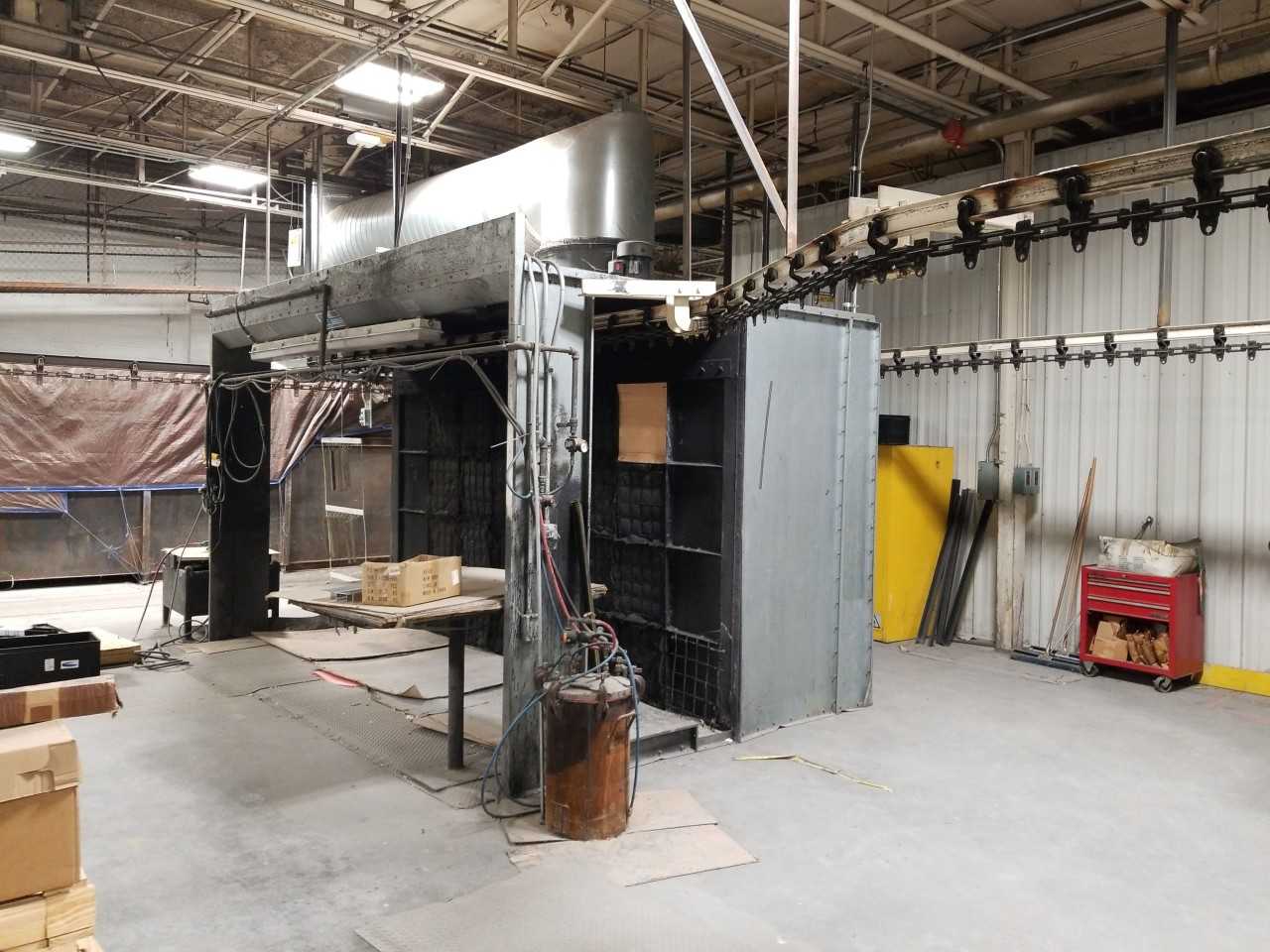JBI CIDB-148 Dry Booth with CPC VS4-16 Black Stripe Cure Oven and Conveyor Assembly